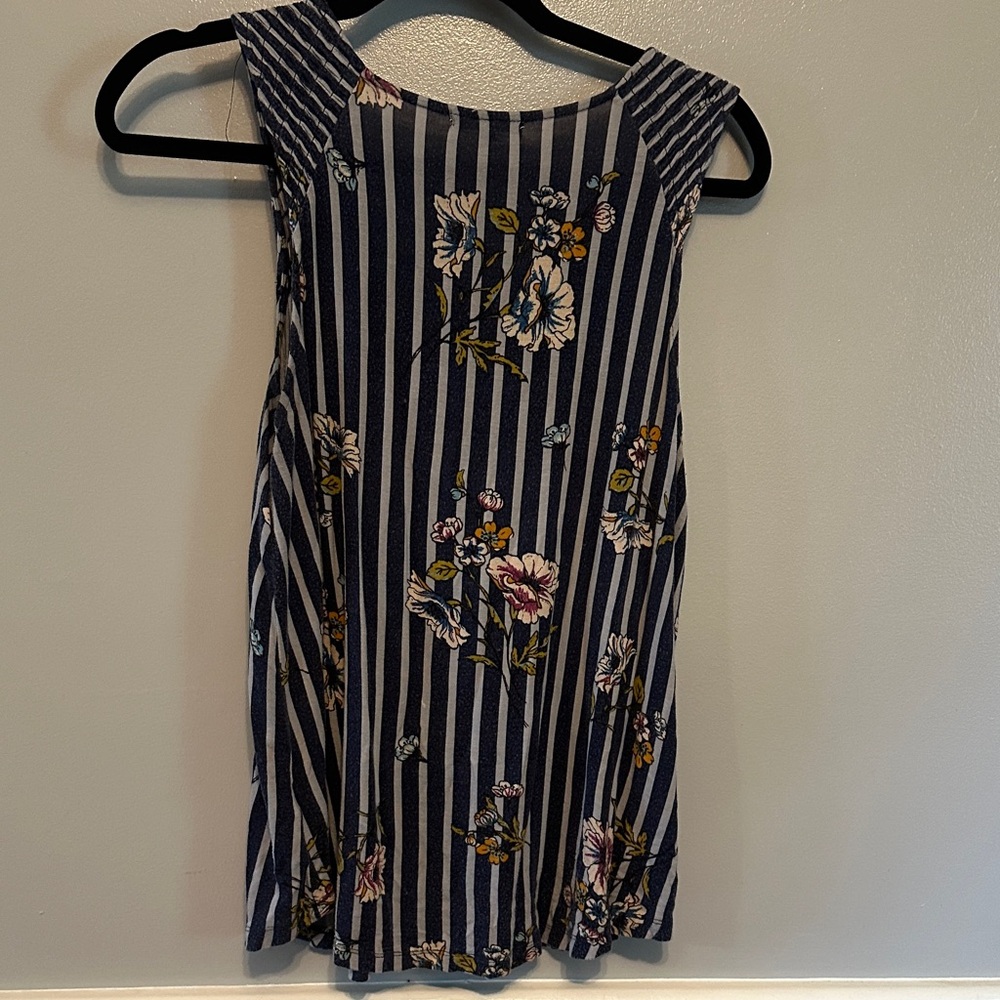 Maurices Navy Floral Striped Tank Top - Picture 4 of 5